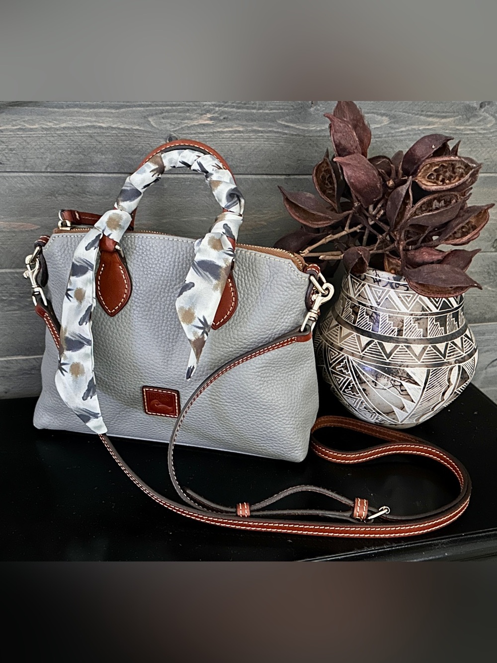 Vintage Dooney & Bourke Pebbled Leather Satchel • EUC